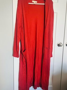 Long Open-Front orange  Cardigan
